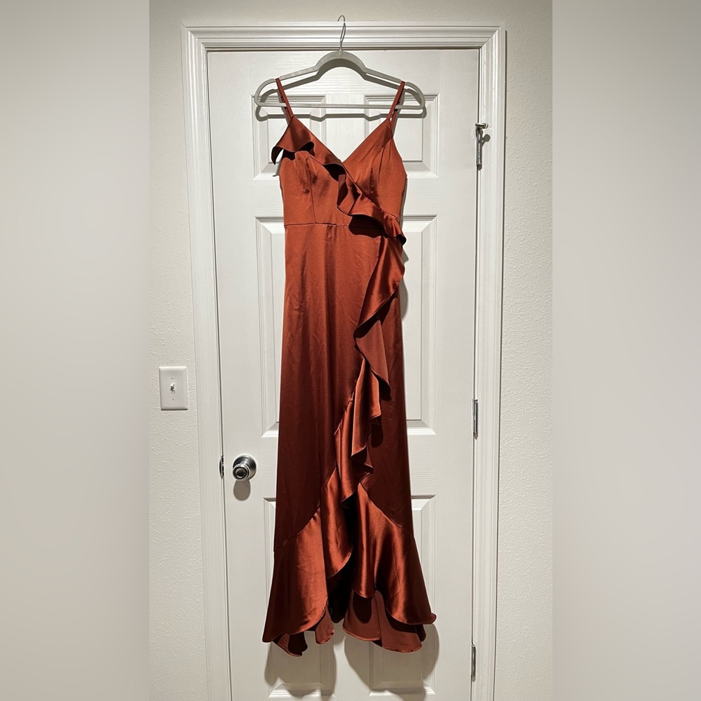 Beautiful Revelry Satin Bridesmaid Dress - “Cinnamon Rose” - Size 6